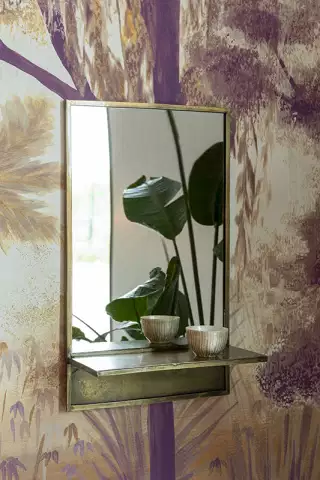 WL-Living Feyza okrúhle zrkadlo s poličkou 8