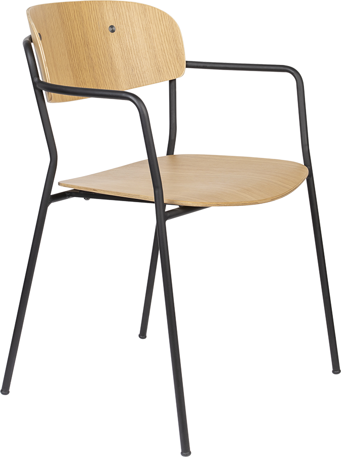 WL-Living Jolien drevená stolička s kovovým rámom - S podrúčkami