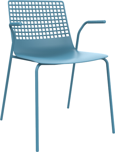 Barcelona DD Wire stohovateľná stolička - Modrá, S podrúčkami