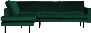 BePureHome Rodeo zamatová rohová sedačka - Zelená, Ľavá