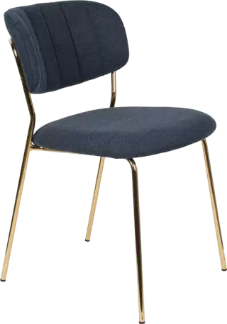 WL-Living Jolien čalúnená stolička s kovovým rámom - Modrá, Bez podrúčok