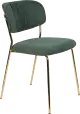 WL-Living Jolien čalúnená stolička s kovovým rámom - Zelená, Bez podrúčok
