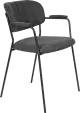 WL-Living Jolien čalúnená stolička s kovovým rámom - Čierna, S podrúčkami