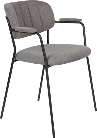 WL-Living Jolien čalúnená stolička s kovovým rámom - Sivá, S podrúčkami