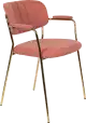 WL-Living Jolien čalúnená stolička s kovovým rámom - Ružová, S podrúčkami