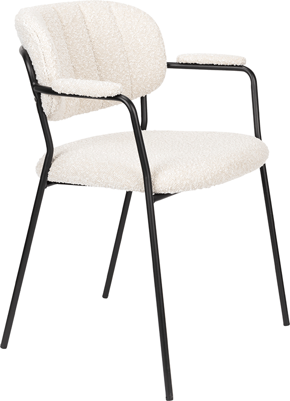 WL-Living Jolien čalúnená stolička s kovovým rámom - Biela, S podrúčkami