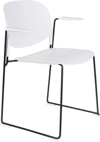 WL-Living Stacks polypropylénové stoličky - Biela, S podrúčkami