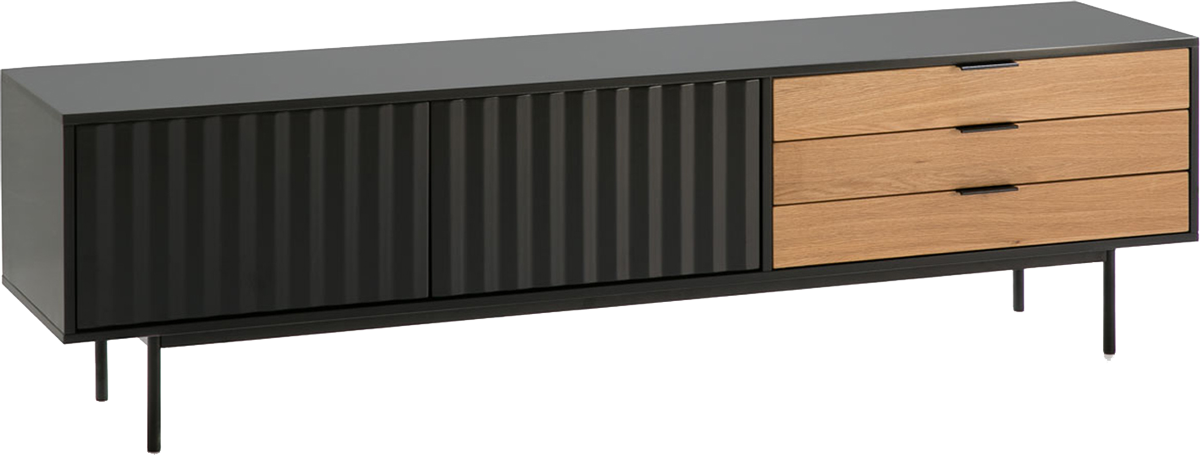 Teulat Sierra skrinka pod tv so zásuvkami - Čierna - 180 cm